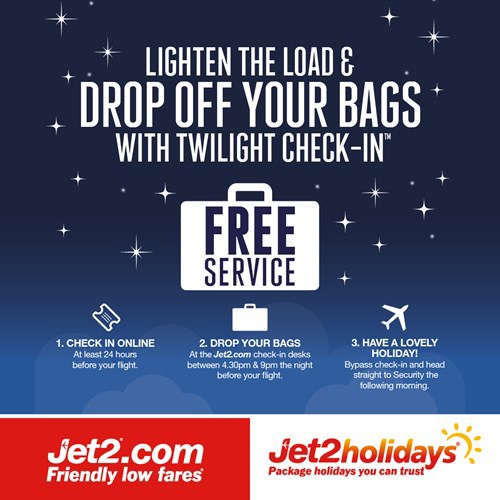 Lighten the load and drop off your bags with twilight check-in free service